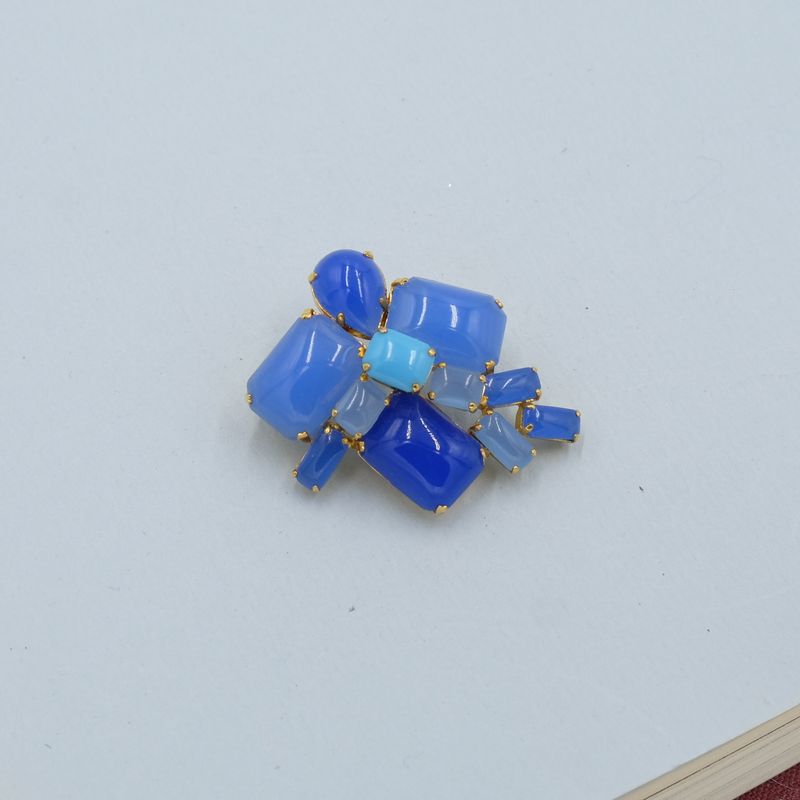 Vintage Christian Dior Germany Blue Brooch 1960s