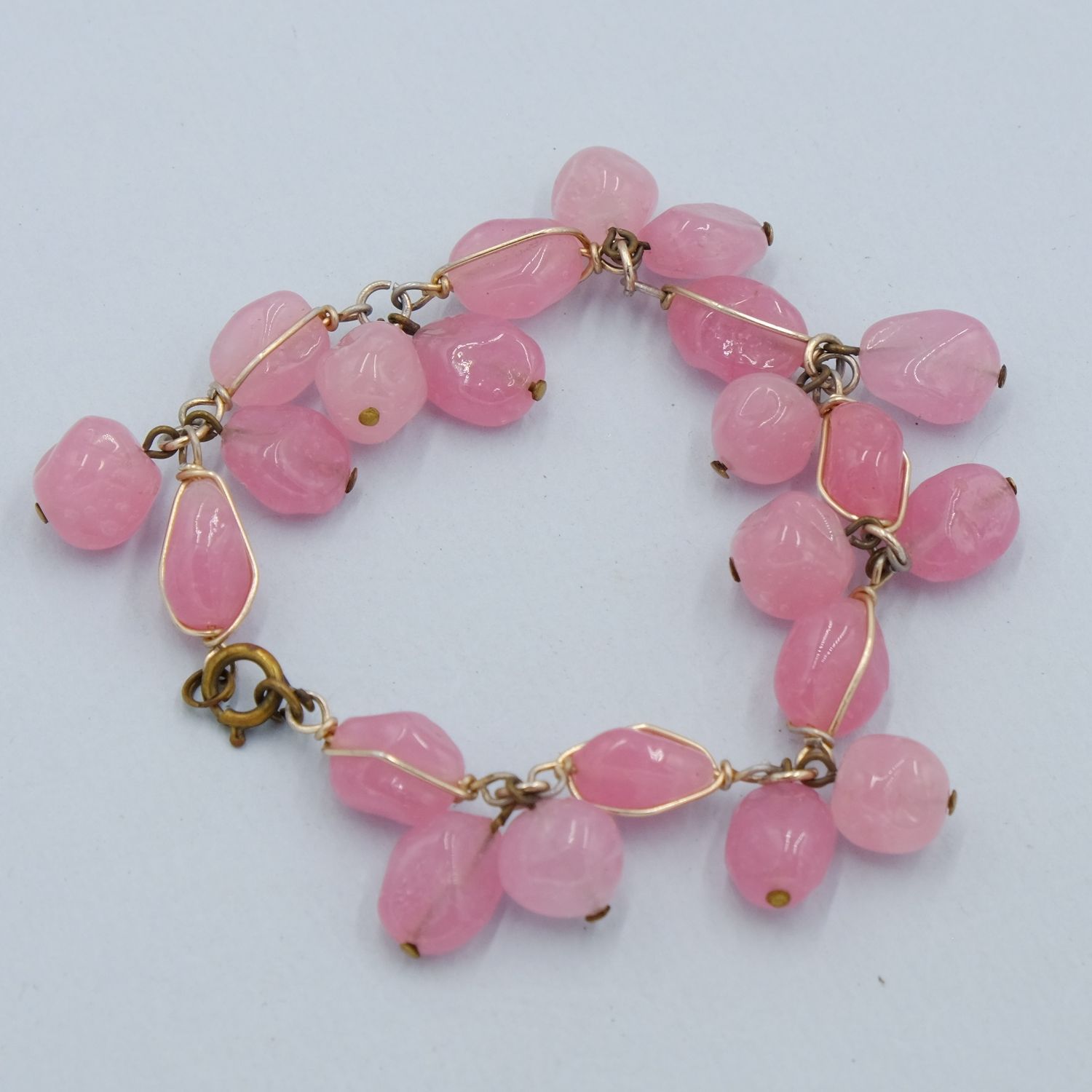 Vintage Pink Poured Glass Bracelet 1950s