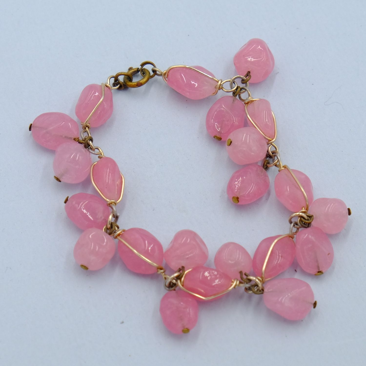 Vintage Pink Poured Glass Bracelet 1950s