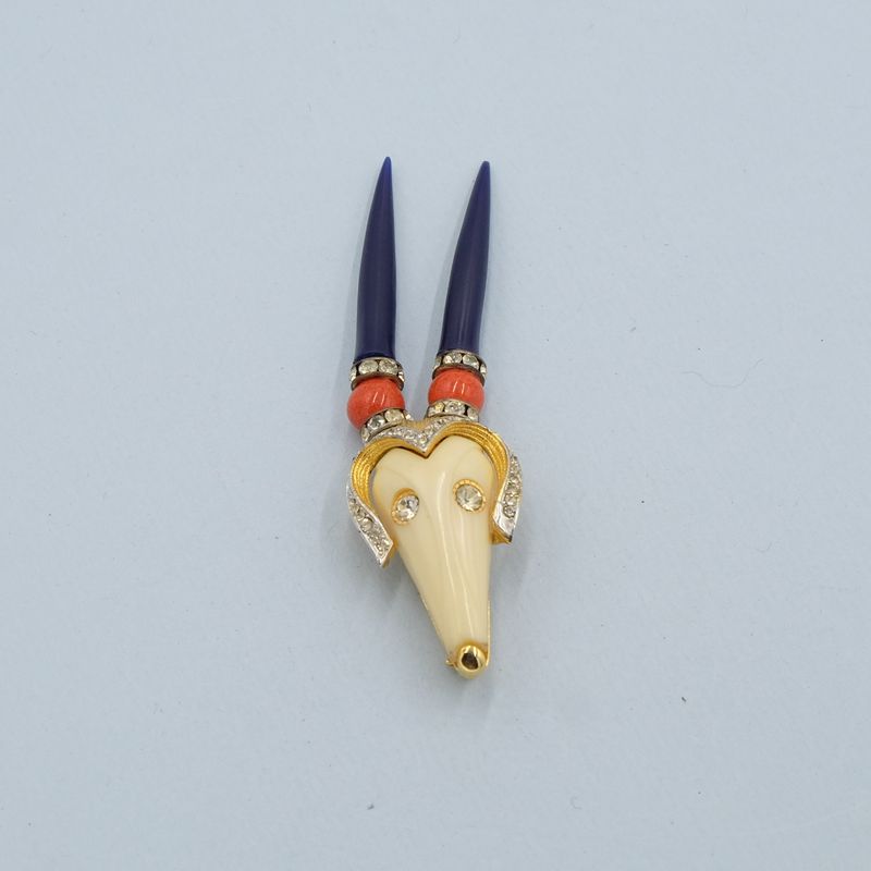 Vintage Hattie Carnegie Ram Pin 1960s
