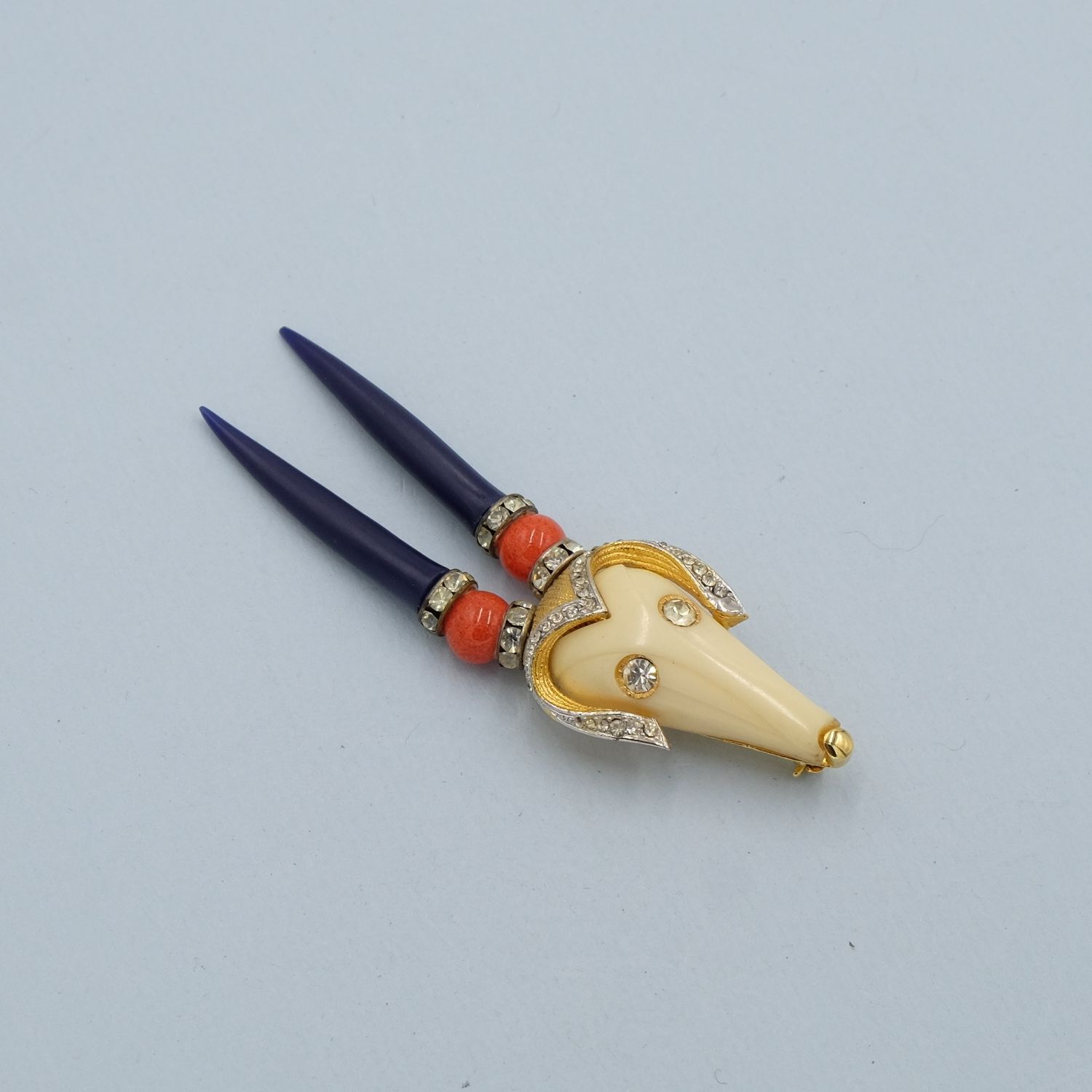 Vintage Hattie Carnegie Ram Pin 1960s