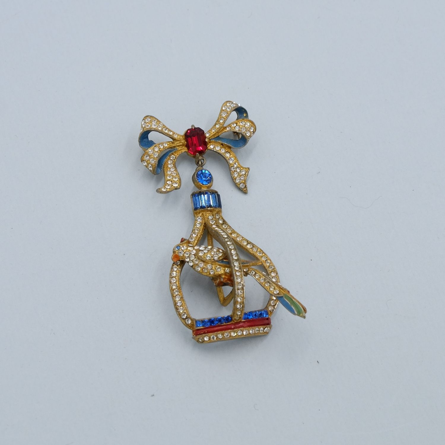 Collectible Staret Bird in the Cage Brooch 1940s