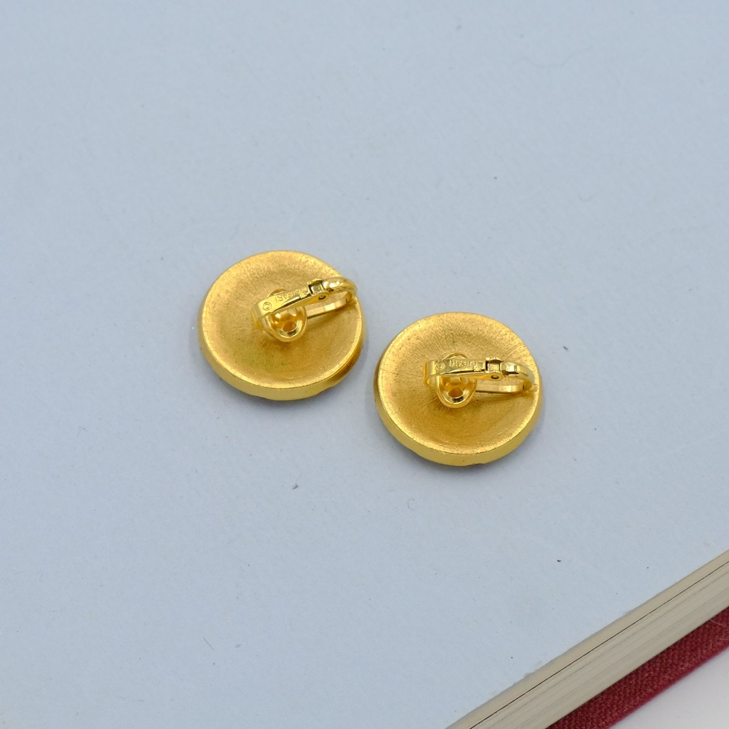 Vintage Trifari Red Enamel Earrings 1960s