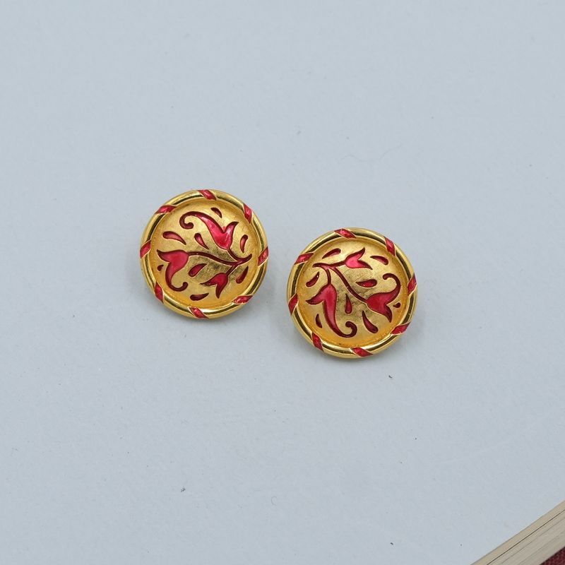Vintage Trifari Red Enamel Earrings 1960s