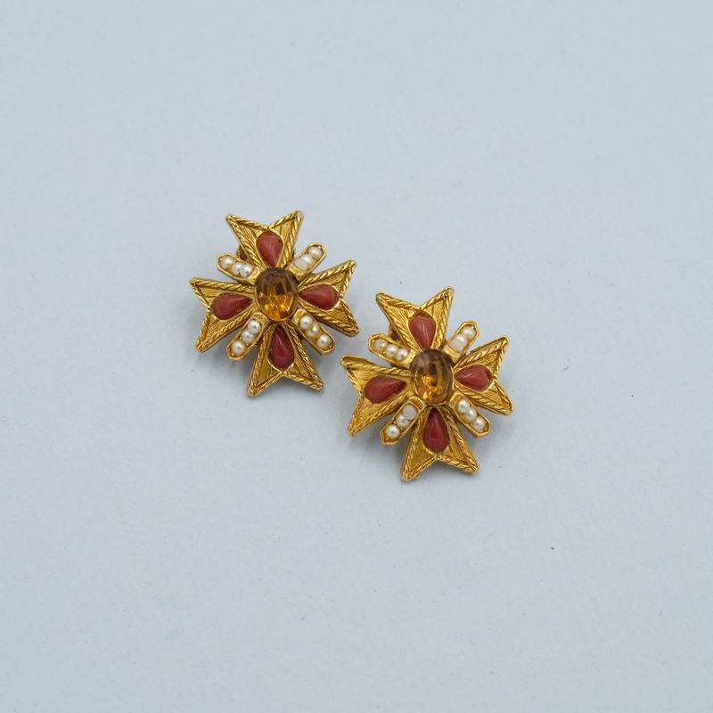 Vintage Signed ART Maltese Cross Earrings