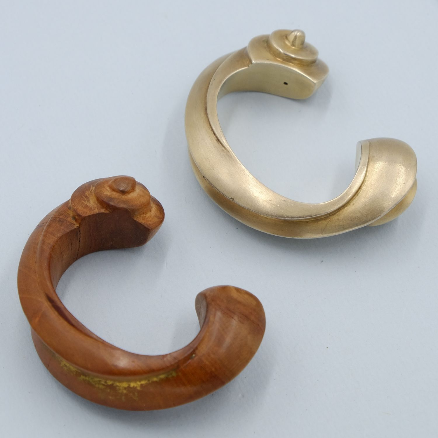 Wooden and Etruscan Silver Double Pair Bracelets