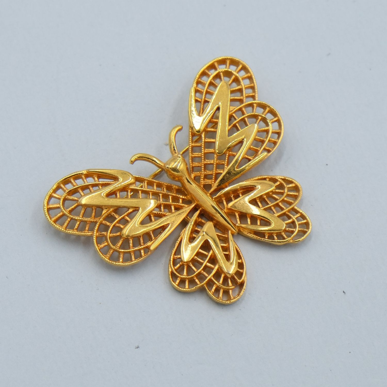 Vintage Vendome Gold Tone Butterfly Pin 1960s