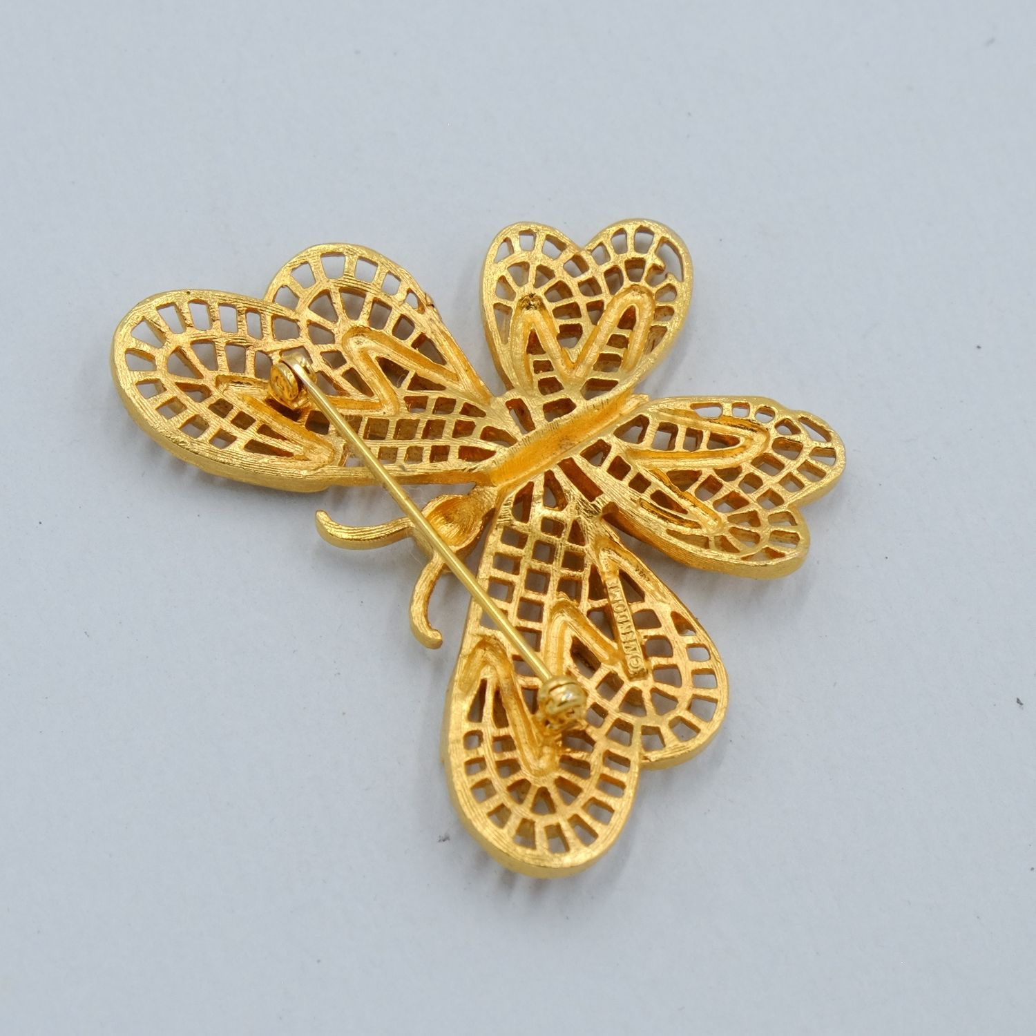 Vintage Vendome Gold Tone Butterfly Pin 1960s