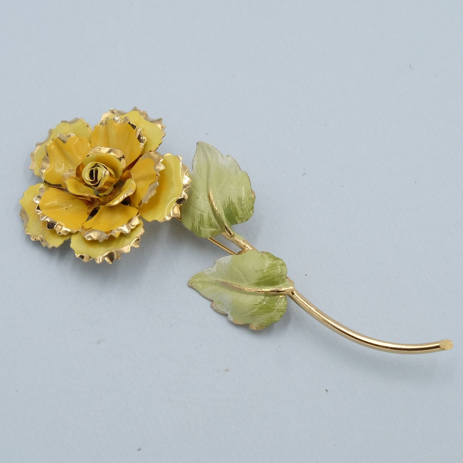 Vintage Enamel Carnation Large Brooch 1960s