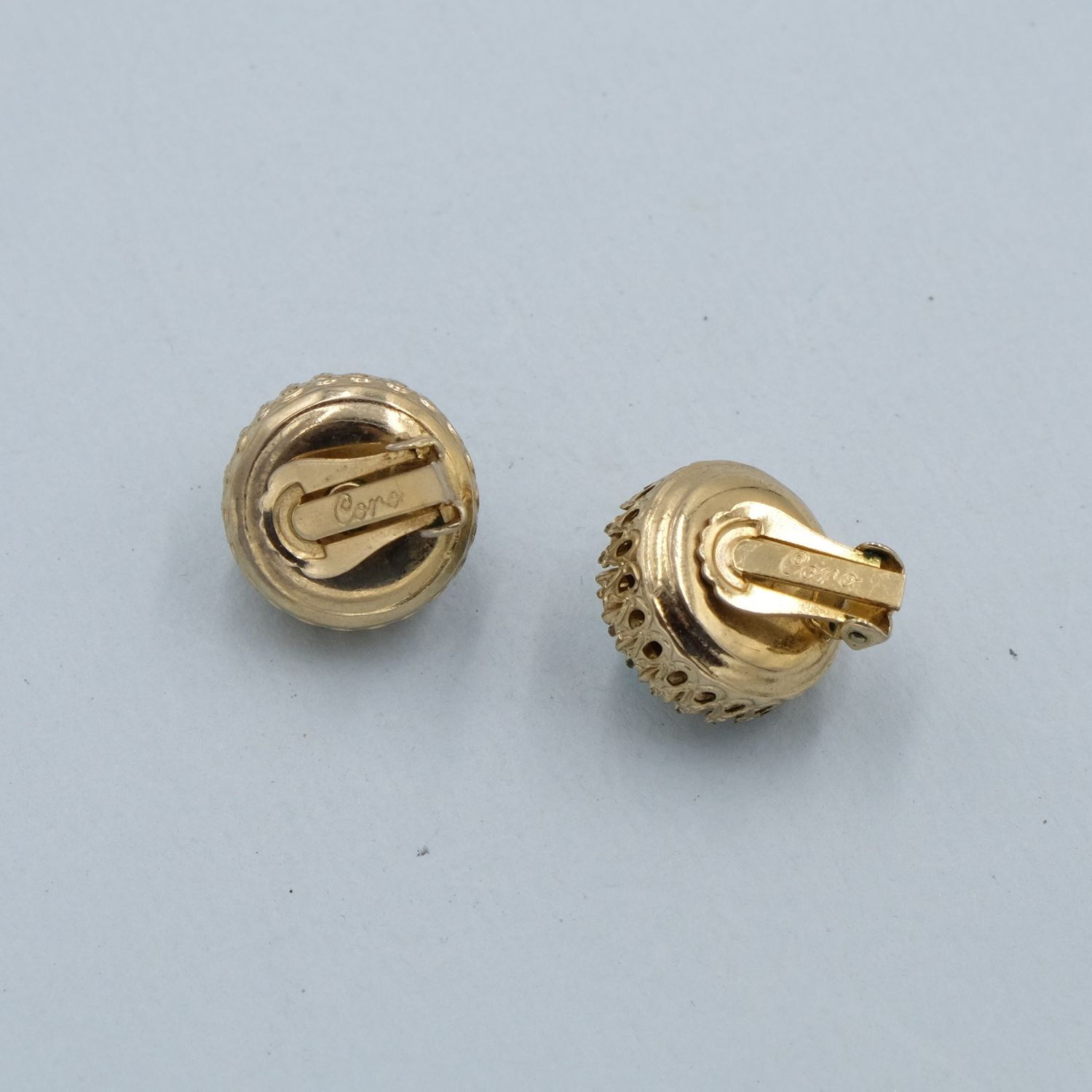 Vintage Coro Round Rhinestone Earrings 1940s