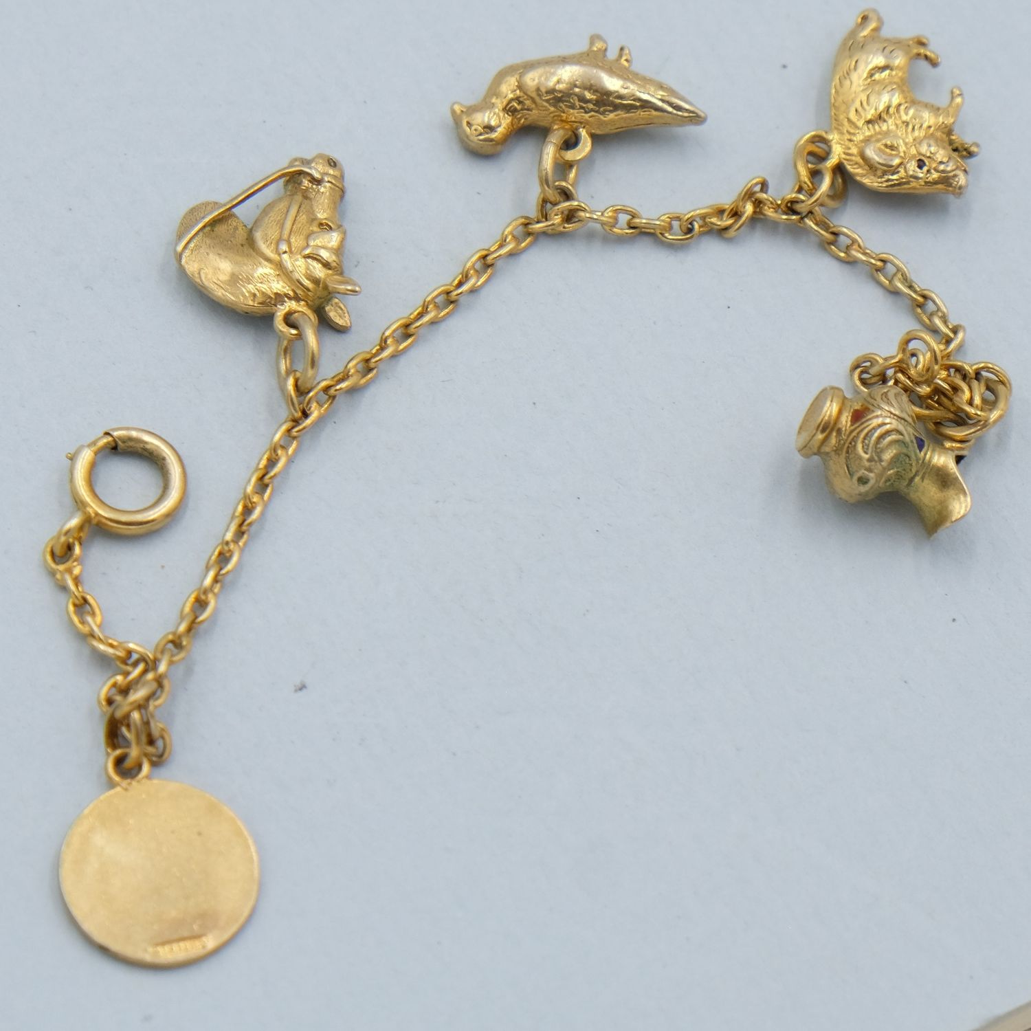 Vintage Sterling Farm Animals Charm Bracelet 1930s
