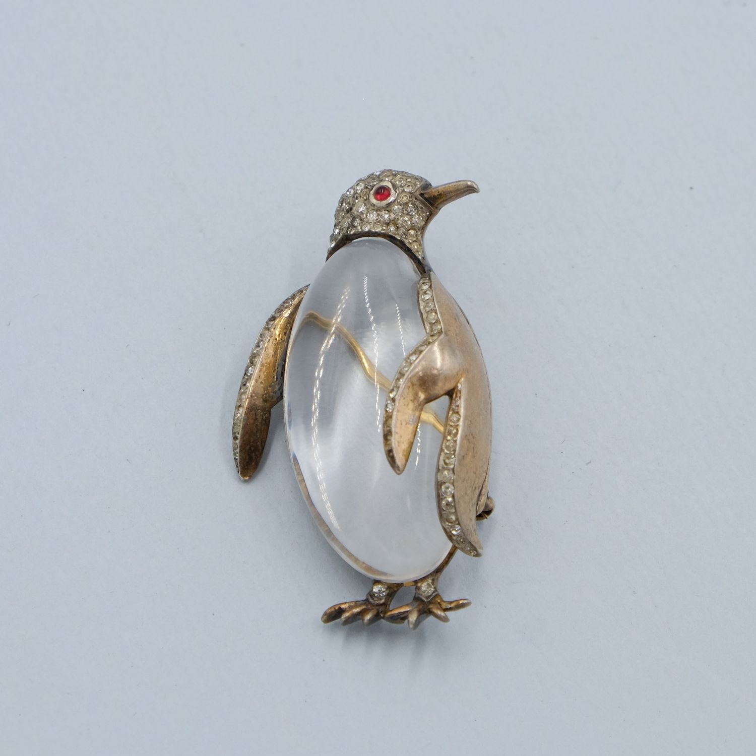 Trifari Jelly Belly Sterling Penguin Brooch 1940s