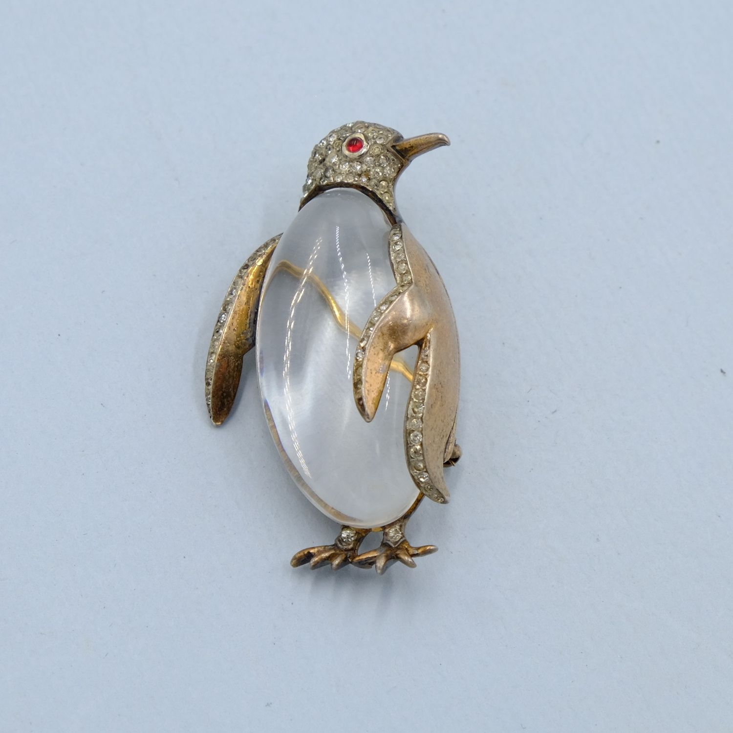 Trifari Jelly Belly Sterling Penguin Brooch 1940s