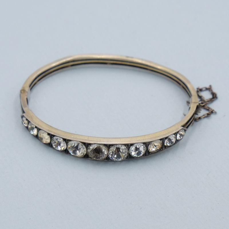 Antique Paste Bangle Silver Bracelet 1920s