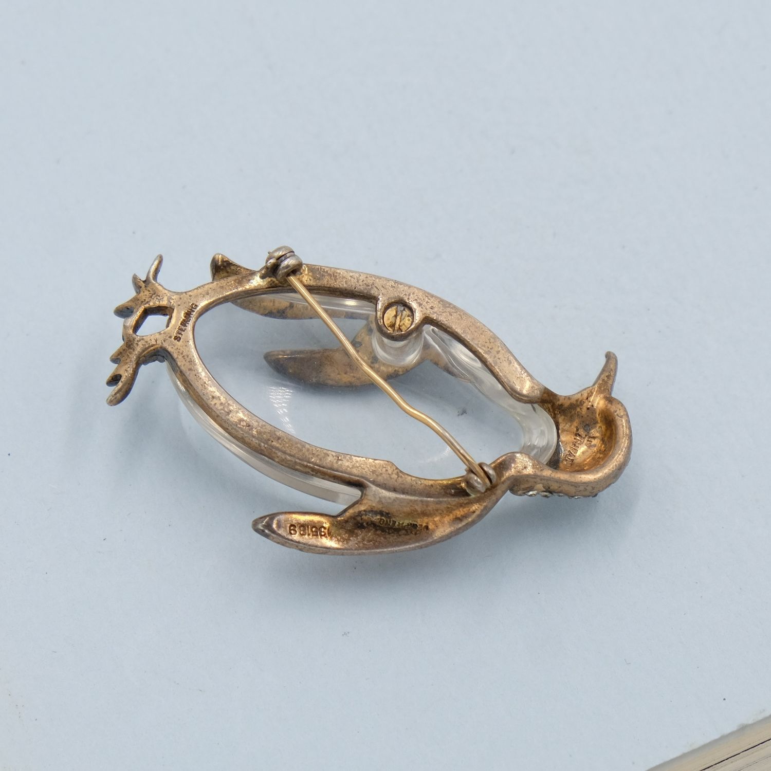 Trifari Jelly Belly Sterling Penguin Brooch 1940s