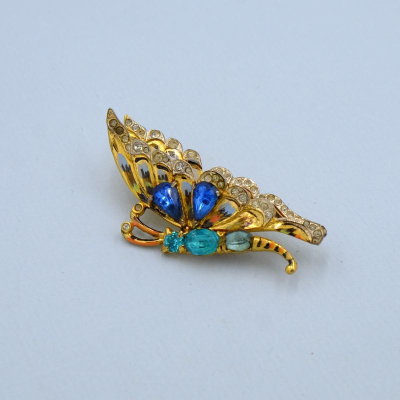 CoroCraft Sterling Butterfly Dress Clip 1940s