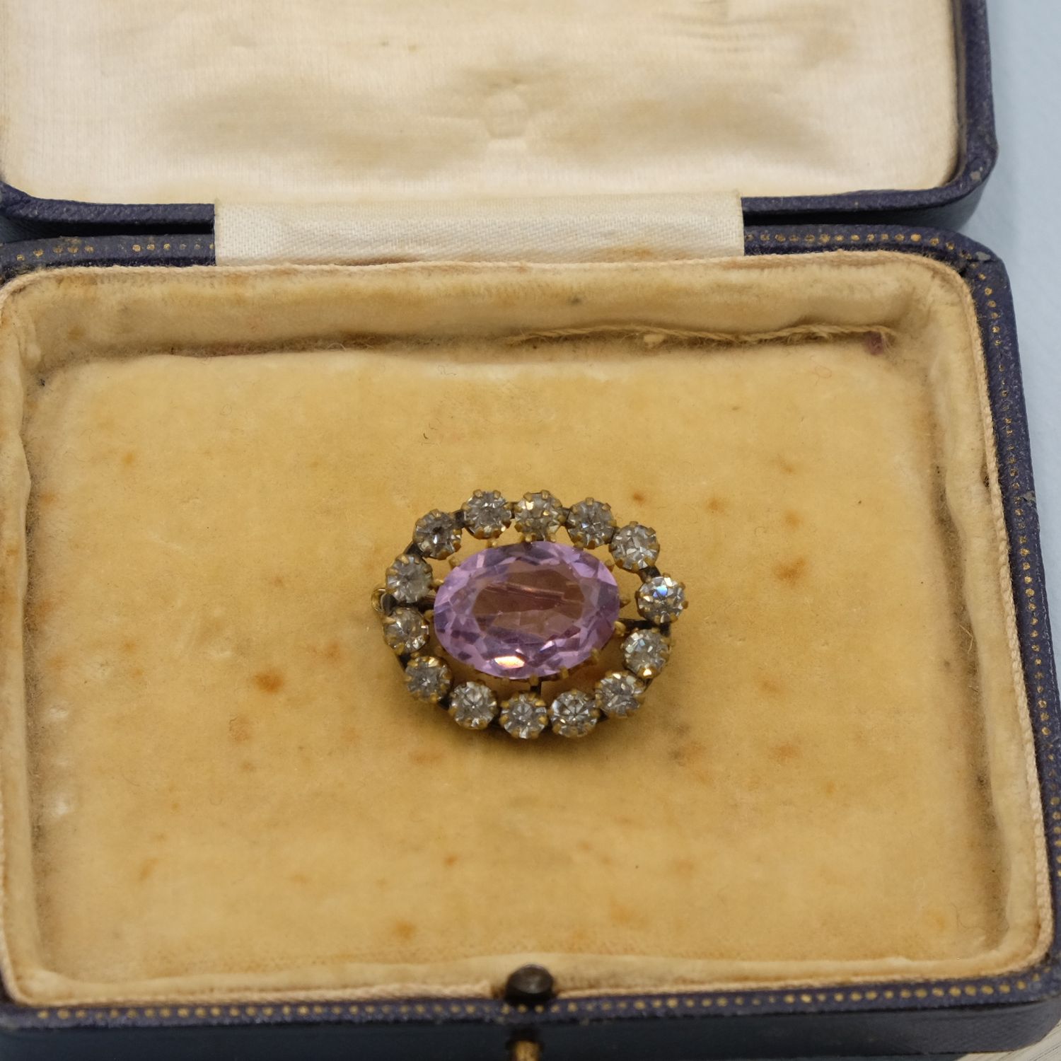 Antique Purple Paste Mini Brooch 1910s