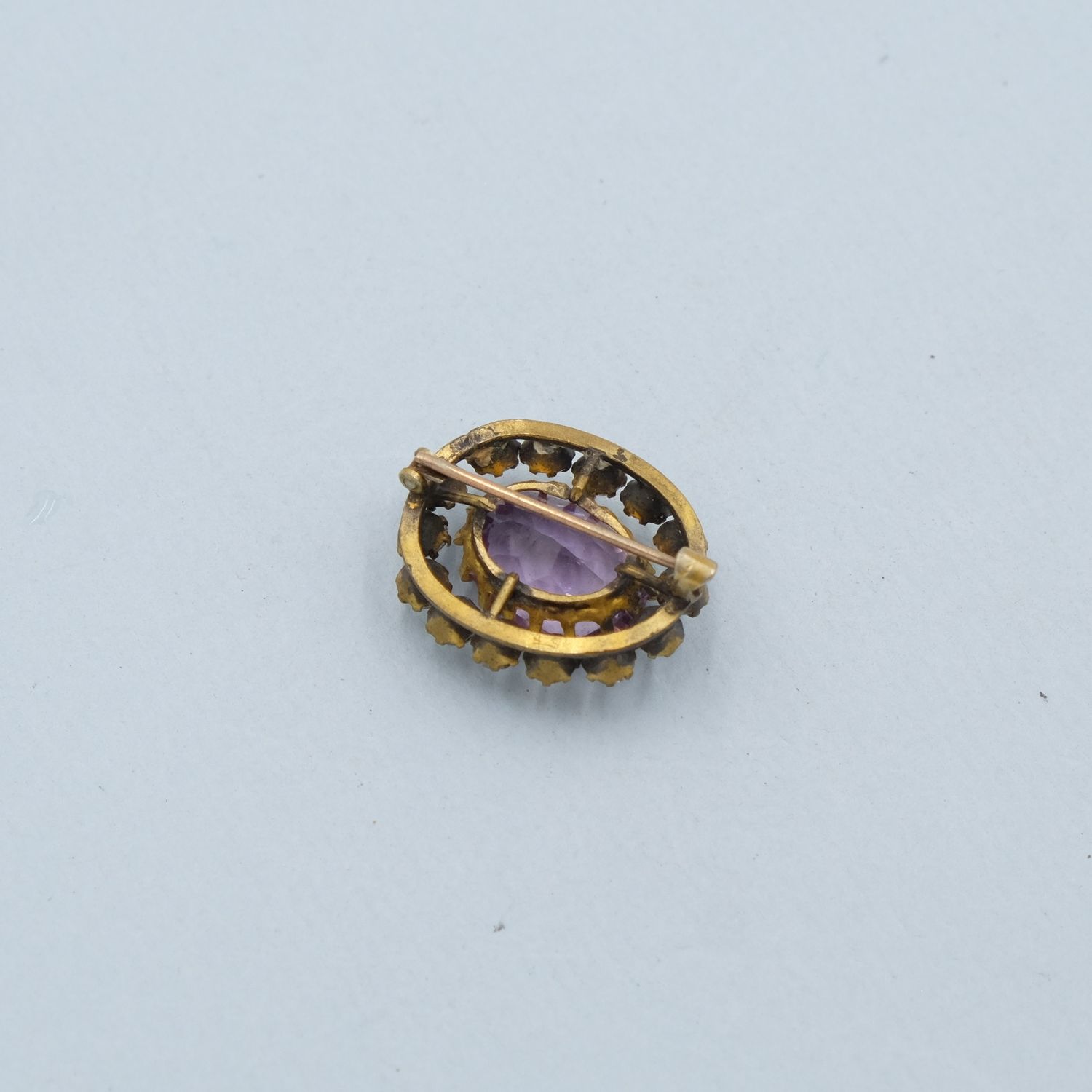 Antique Purple Paste Mini Brooch 1910s
