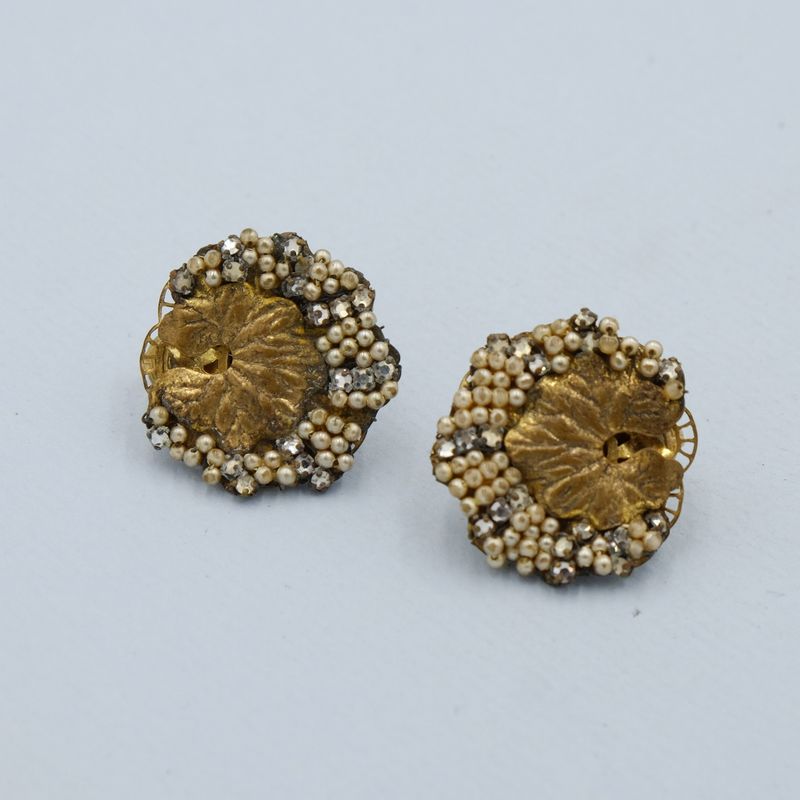 Miriam Haskell Lotus Earrings 1950s