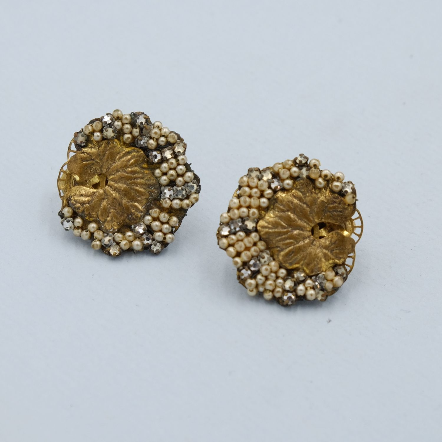 Miriam Haskell Lotus Earrings 1950s