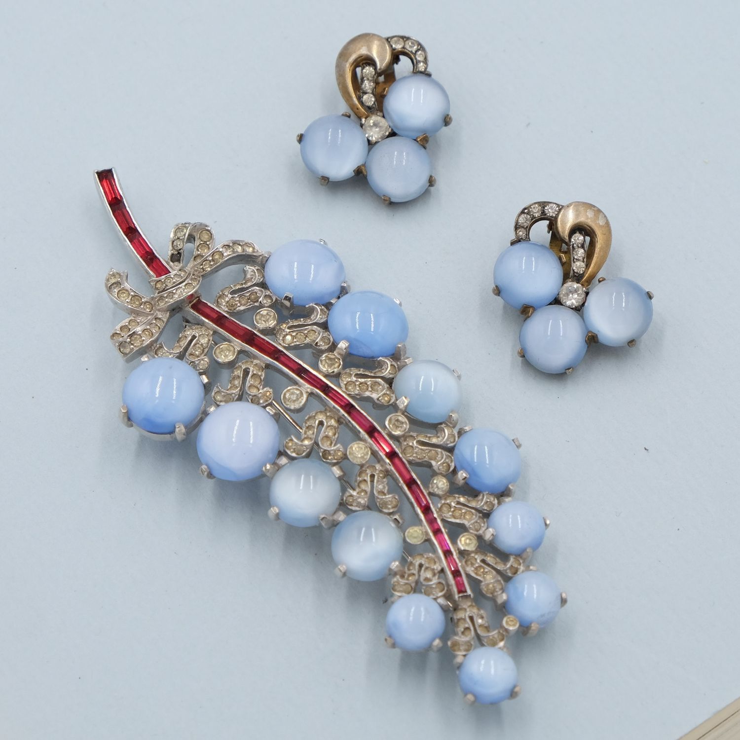 Vintage Mazer Faux Moonstones Set 1940s