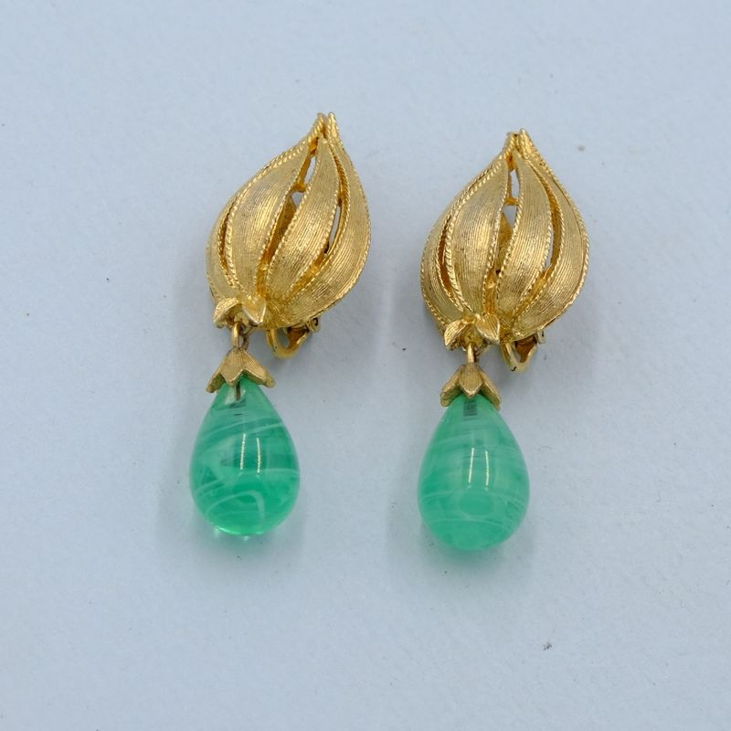 Vintage Coro Glass Drop Earrings 1960s