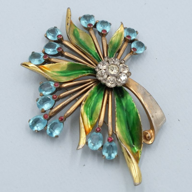 Vintage Pennino Enamel Brooch 1940s