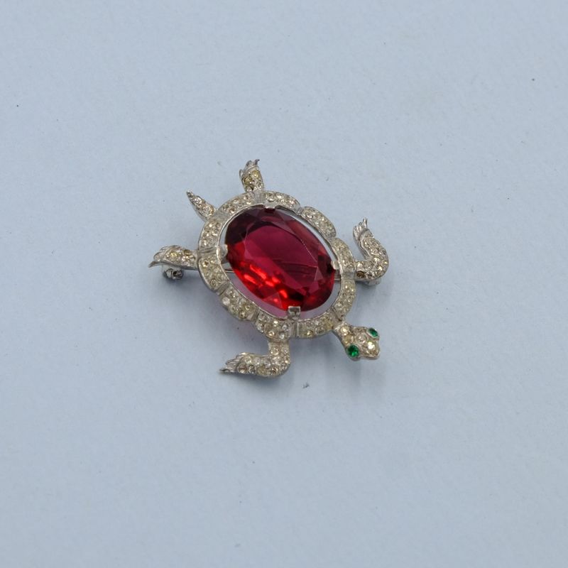 Vintage Trifari Sterling Turtle Brooch 1940s