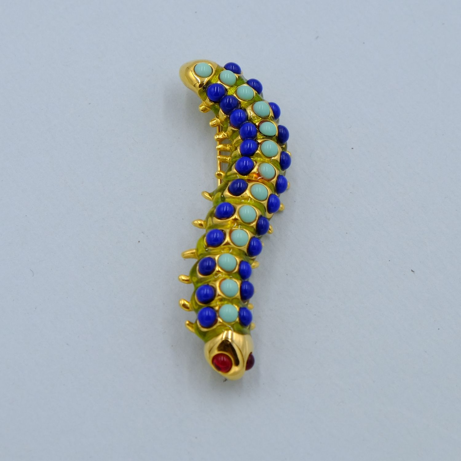 Vintage Kenneth Jay Lane Caterpillar Brooch 1980s