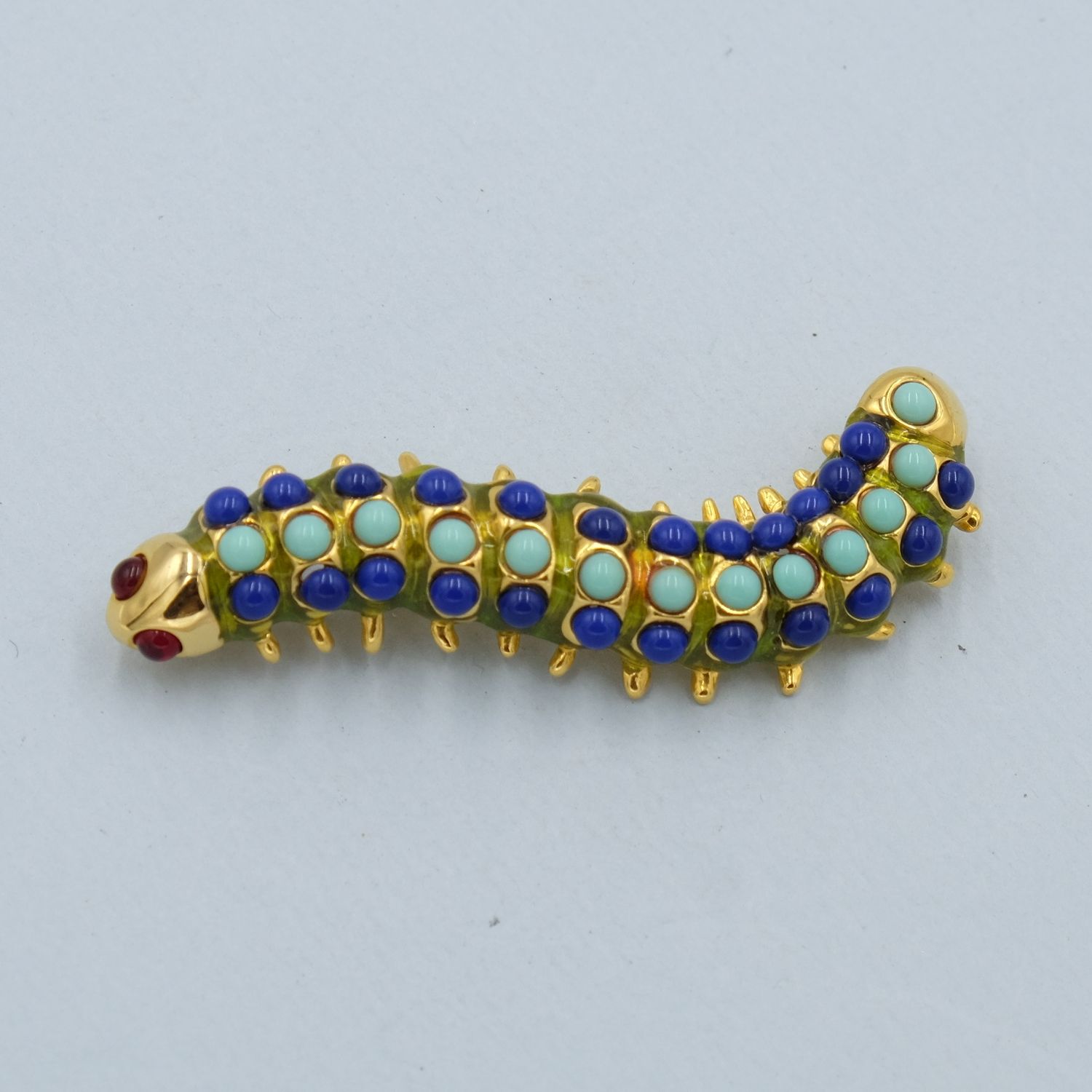 Vintage Kenneth Jay Lane Caterpillar Brooch 1980s