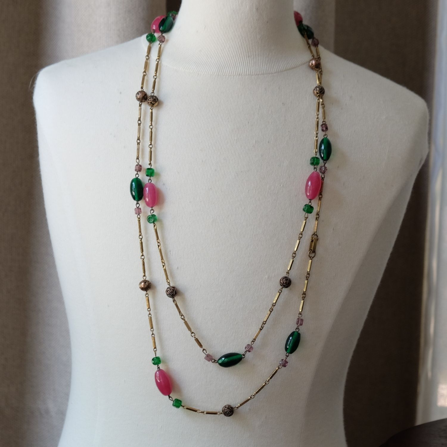 Early Gripoix Long Sotuar Necklace 1950s