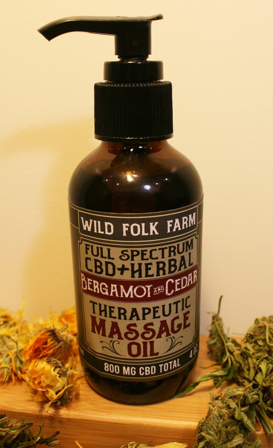 CBD Massage Oil 4 oz (120ml) / 800mg CBD, SELECT SCENT: Bergamot &amp; Cedar