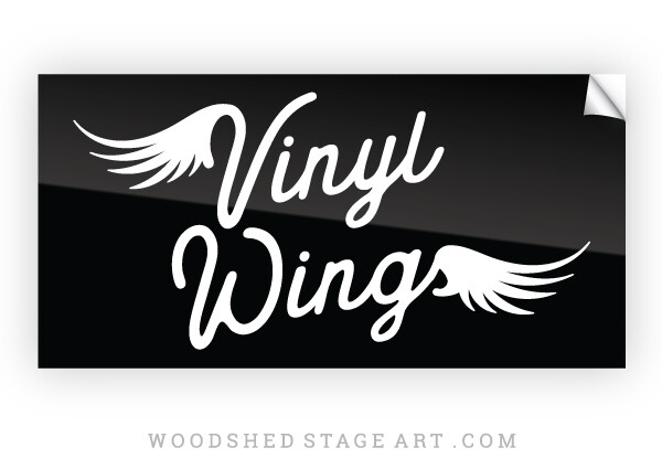 Vinyl Wings Sticker - Black and White 4" by 2"