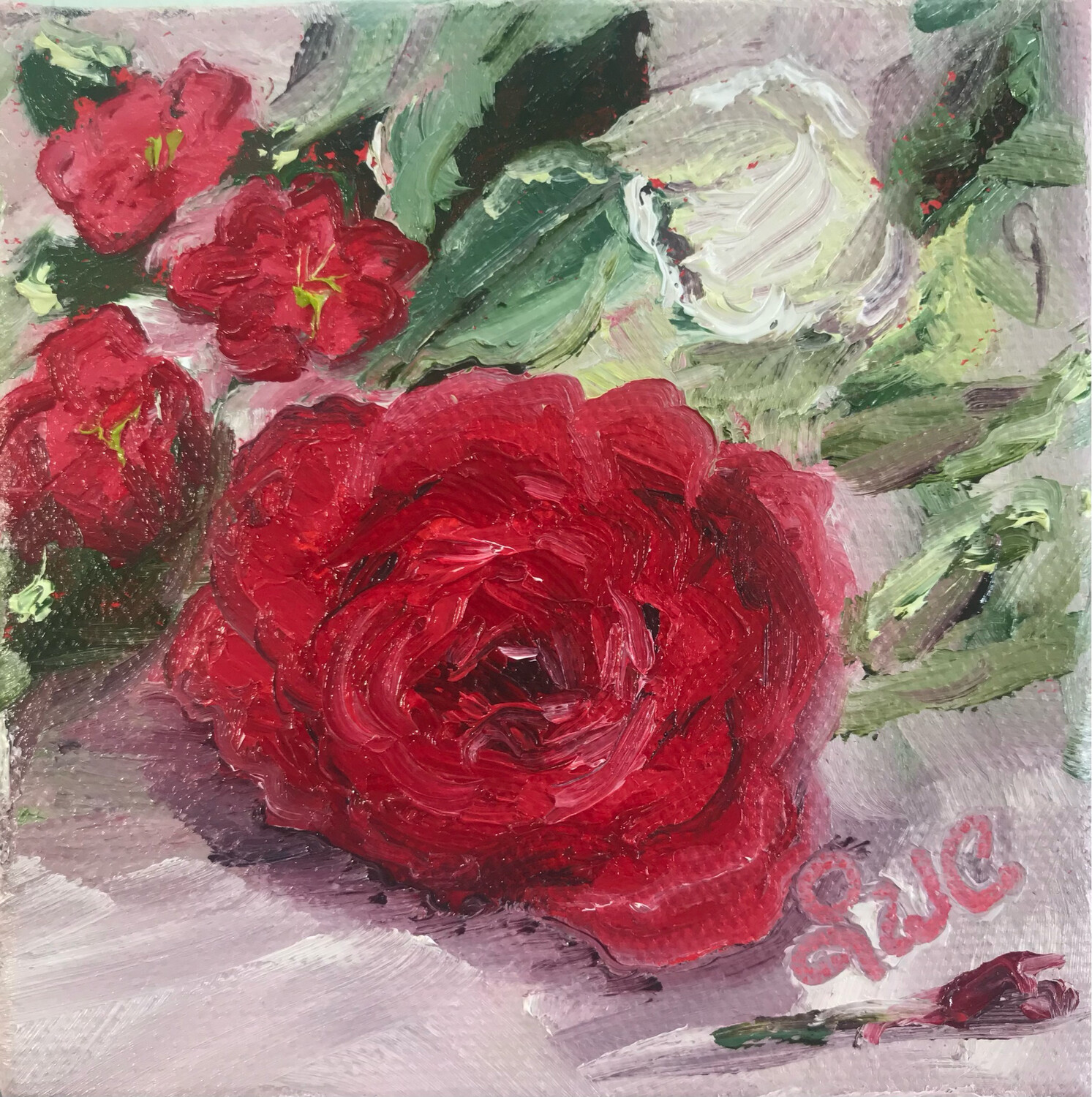 “3 Small Red Roses” Shelf Sitter