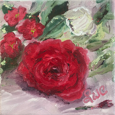 “Three Small Red Roses” Original