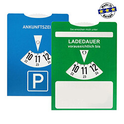 Ladedauer-Parkscheibe grün/blau
