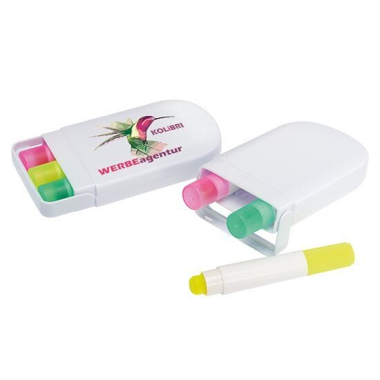 Textmarker Box mit 3 Farben