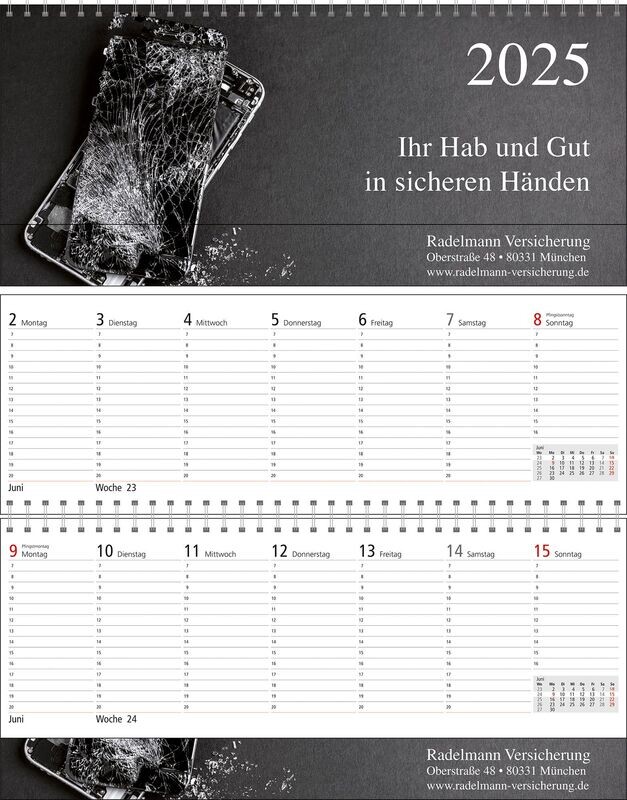 Quer-Terminplaner, Kalender, Tischkalender