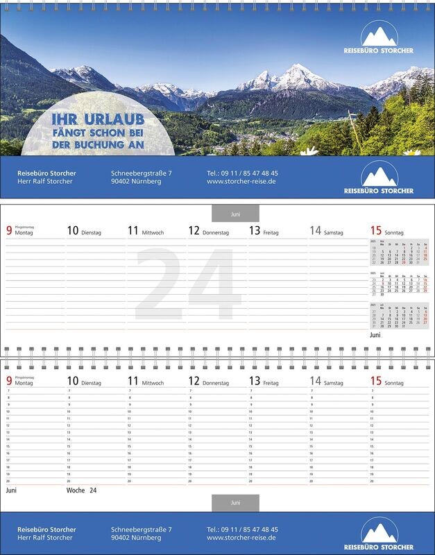 Quer-Terminplaner, Kalender, Tischkalender