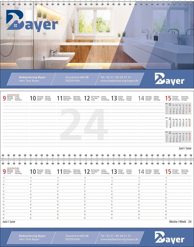 Quer-Terminplaner, Kalender, Tischkalender