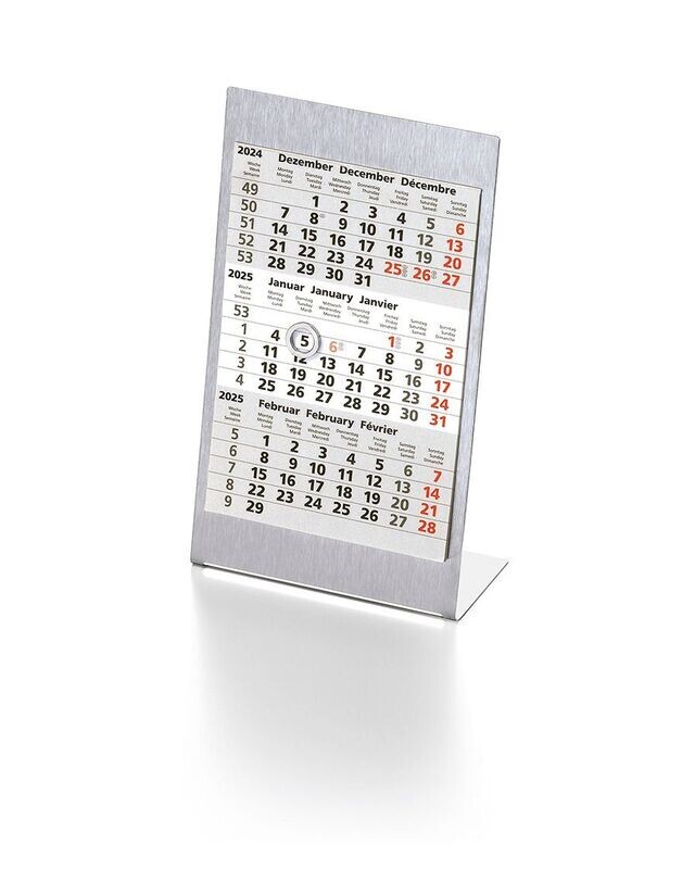 Tischkalender Edelstahl; Kalender, Aufstellkalender