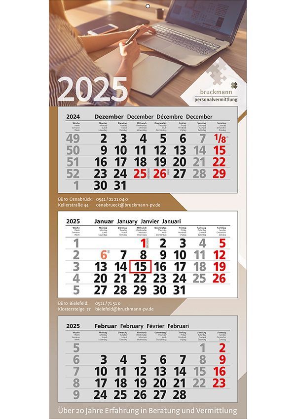 3 Block-Wandkalender; Wandkalender