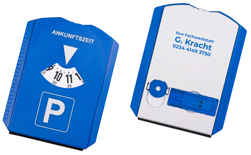 Parkscheibe mit EK-Chip + Reifenprofilmesser