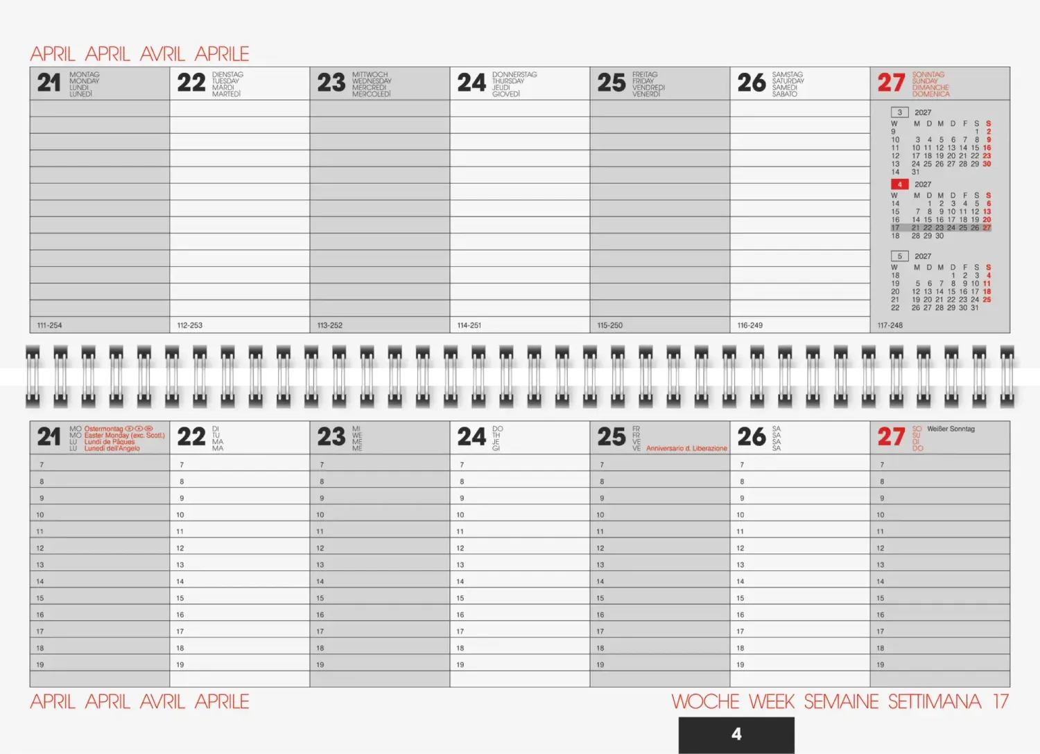 Quer-Terminplaner, Kalender; Tischkalender