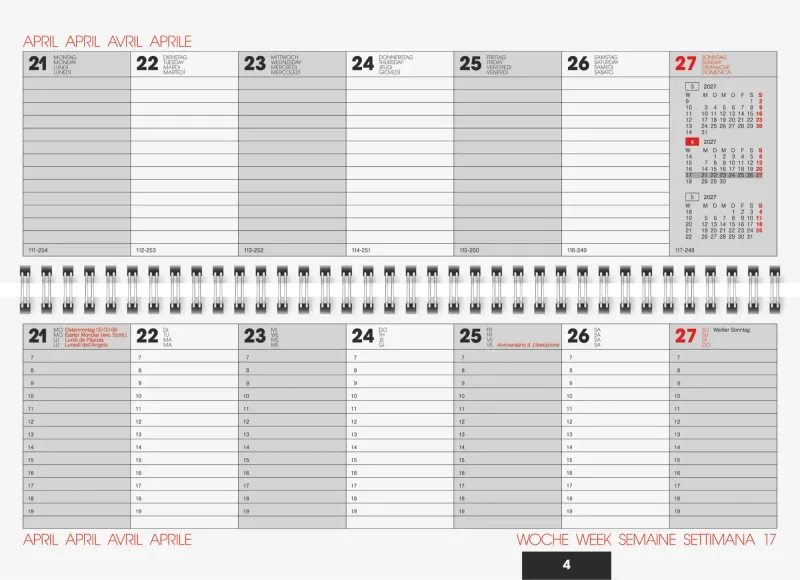 Quer-Terminplaner, Kalender; Tischkalender