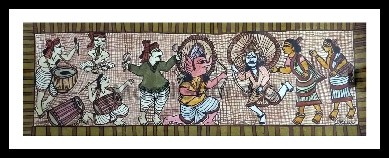 Paitkar Painting - Chhou Dance (30x10.5 in)