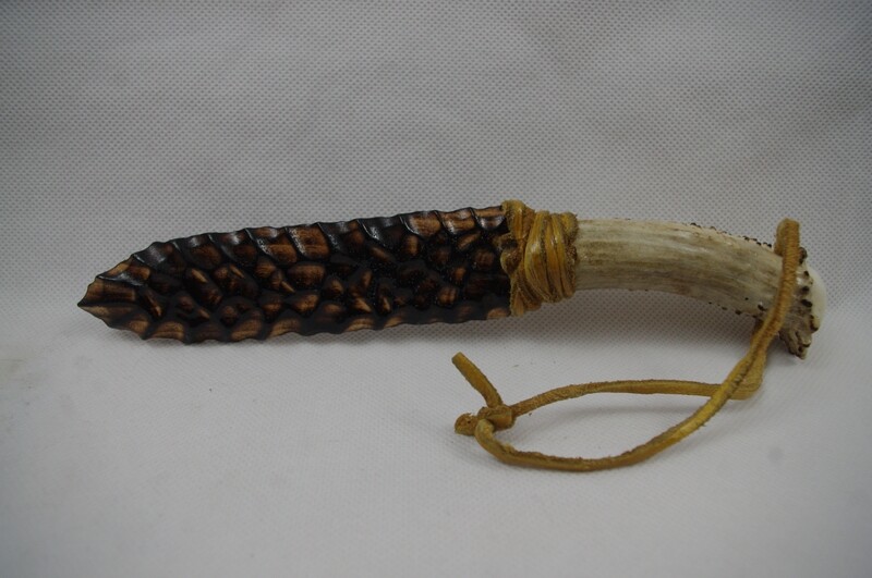 Antler Handle Carved Knife