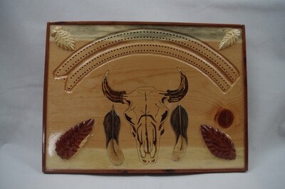 Buffalo Skull Cribbage Board