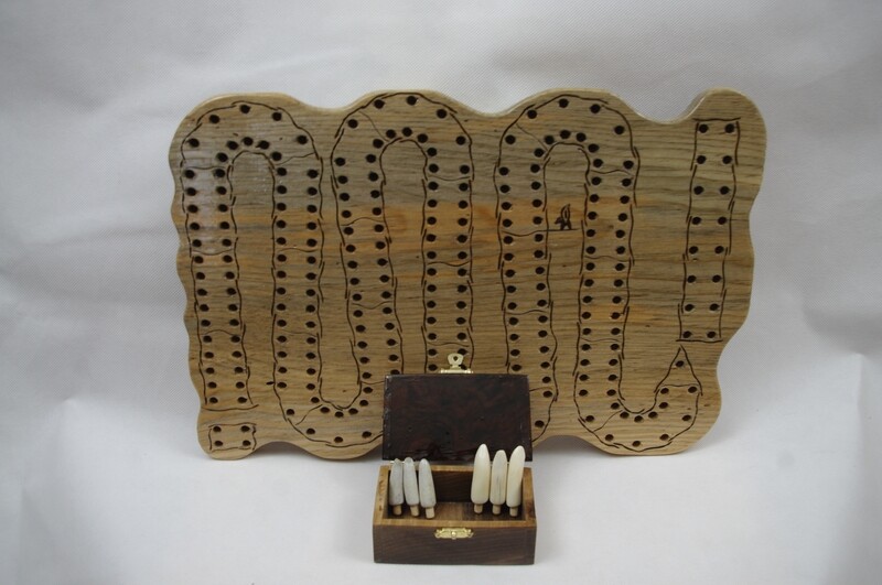 Serpentine Cribbage Board with Box (XL Peg Holes)