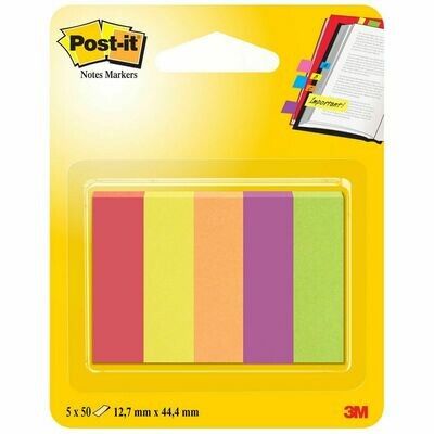 Post-it® Paquete de marcapáginas, 12,7 x 44,4 mm, colores surtidos, 250 hojas